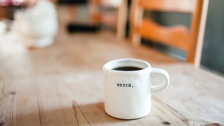 Begin mug with coffee