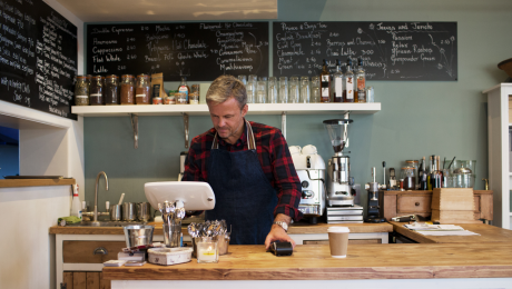 Business man working at a coffee shop