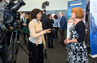 Sara Williams being interviewed at the BCC Global Annual Conference