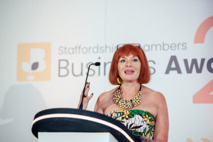 Sara Williams, Chief Executive Officer at Staffordshire Chambers, speaking at Staffordshire Chambers Business Awards