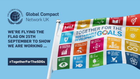 Global Compact Network UK with the UN SDG's Flag