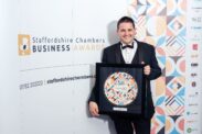 Staffordshire Business Award Trophy and winner