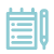 Blue icon of a pen and a notebook.