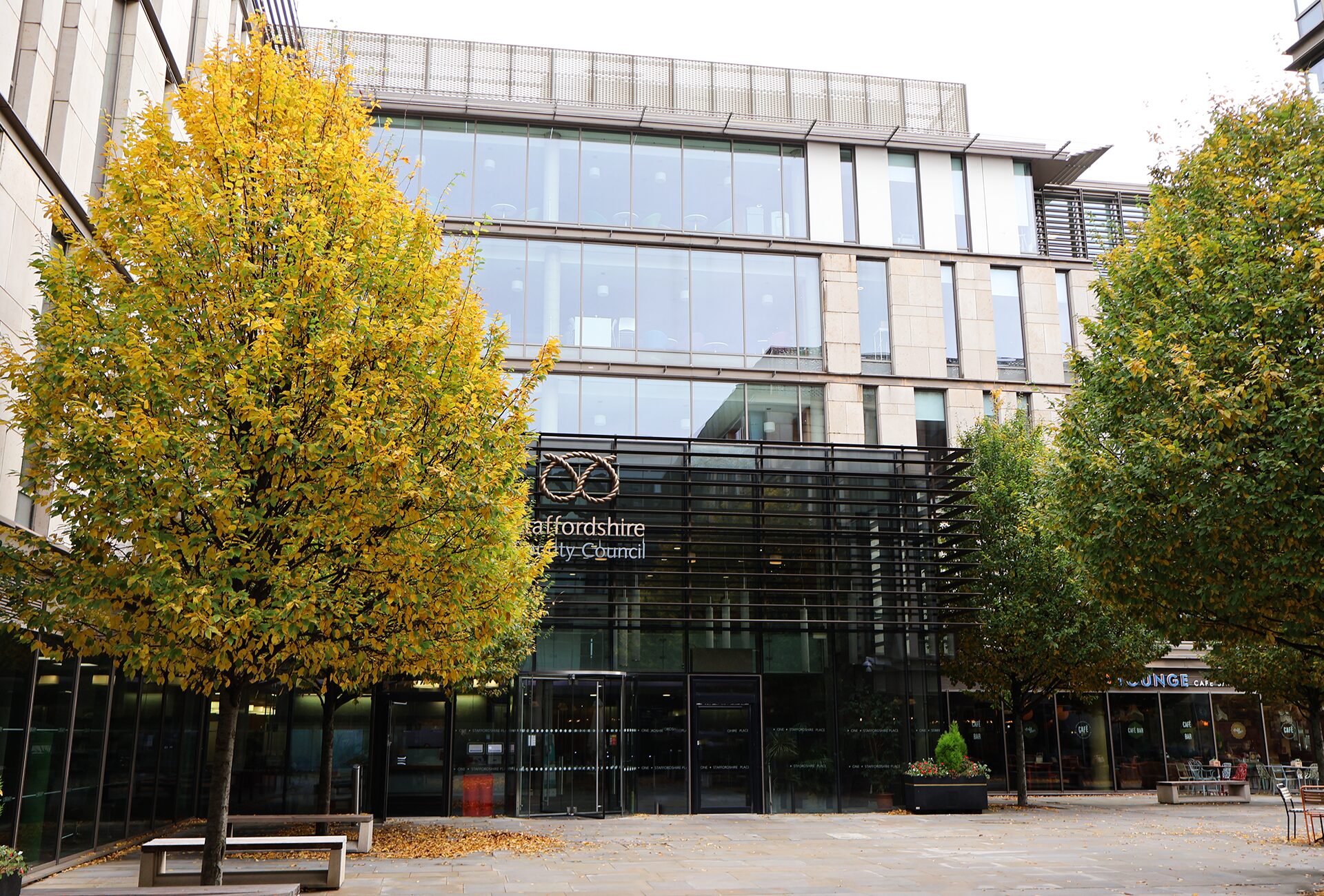 Front of the Staffordshire County Council building where the Stafford Chamber Members Lounge is based